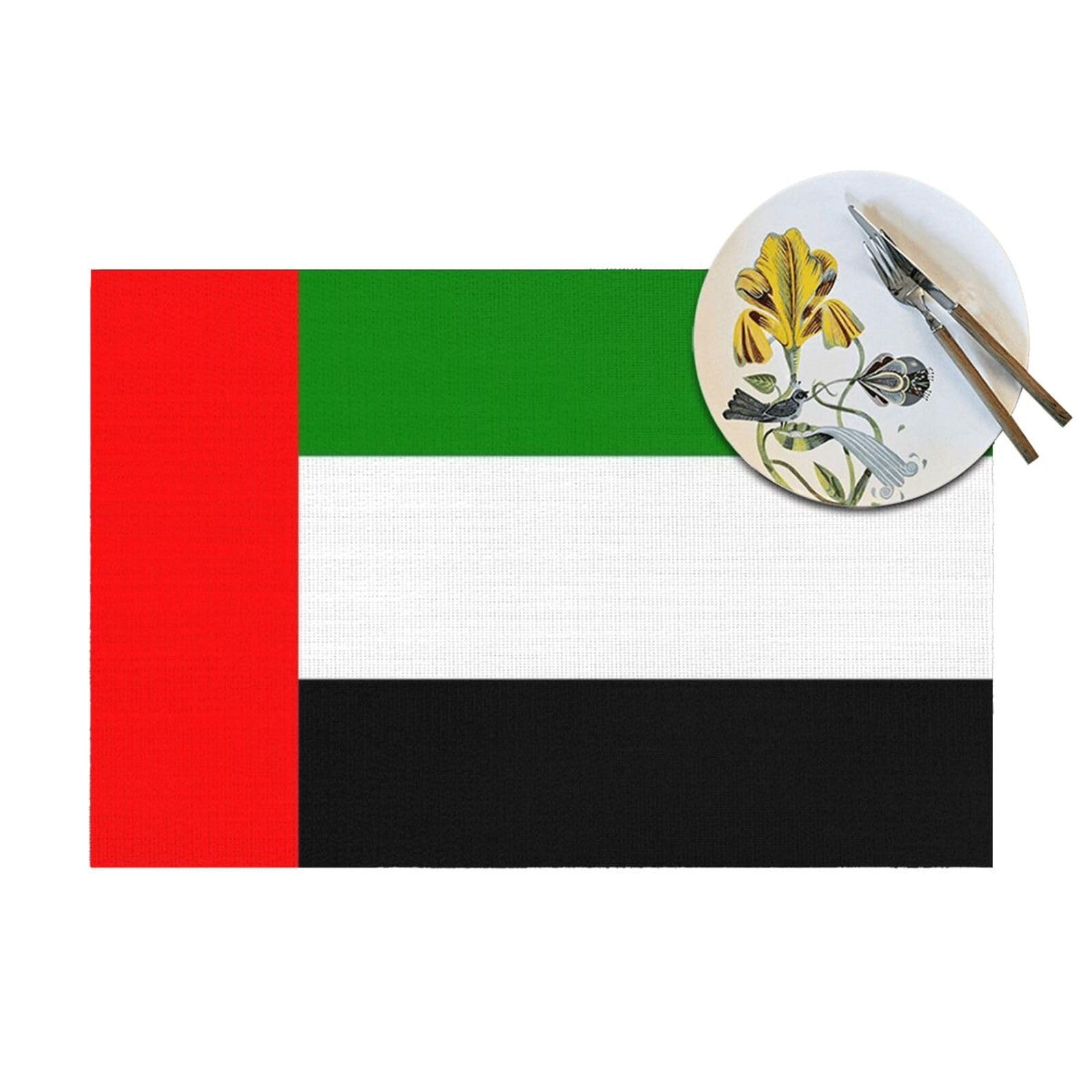 Set Di 10 Tovagliette Con Stampa Della Bandiera Degli Emirati Arabi Uniti In Pvc Intrecciato Resistenti Al Calore Lavabili E Antiscivolo 45X30Cm Per Cucina Interni Ed Esterni