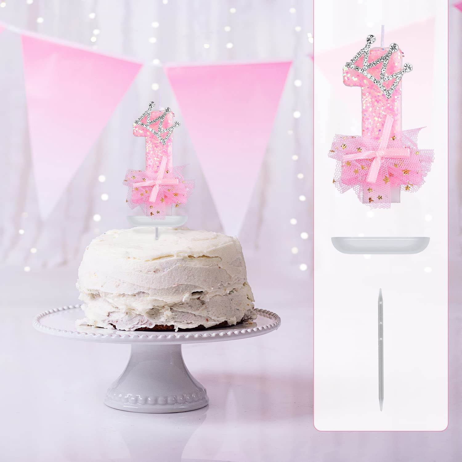 Bougies D'anniversaire En Forme De Chiffre Rose Pailleté De 7,5 Cm - Bougies D'anniversaire Avec Paillettes Pour Décoration De Gâteau (chiffre 8