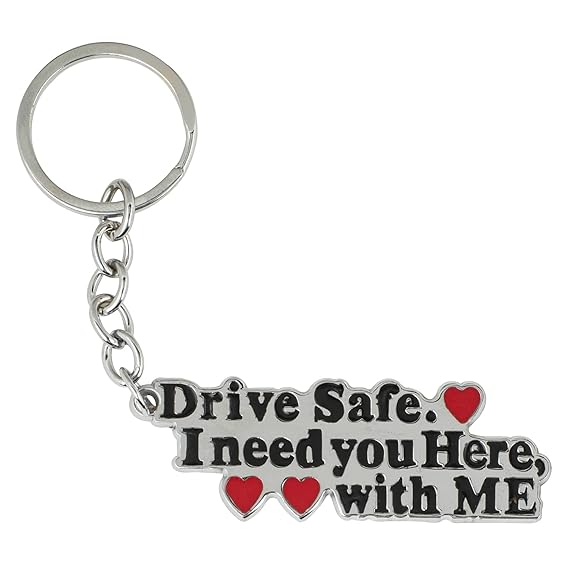 Kaameri Bazaar Drive Safe Metal Keychain (Silver/Black)