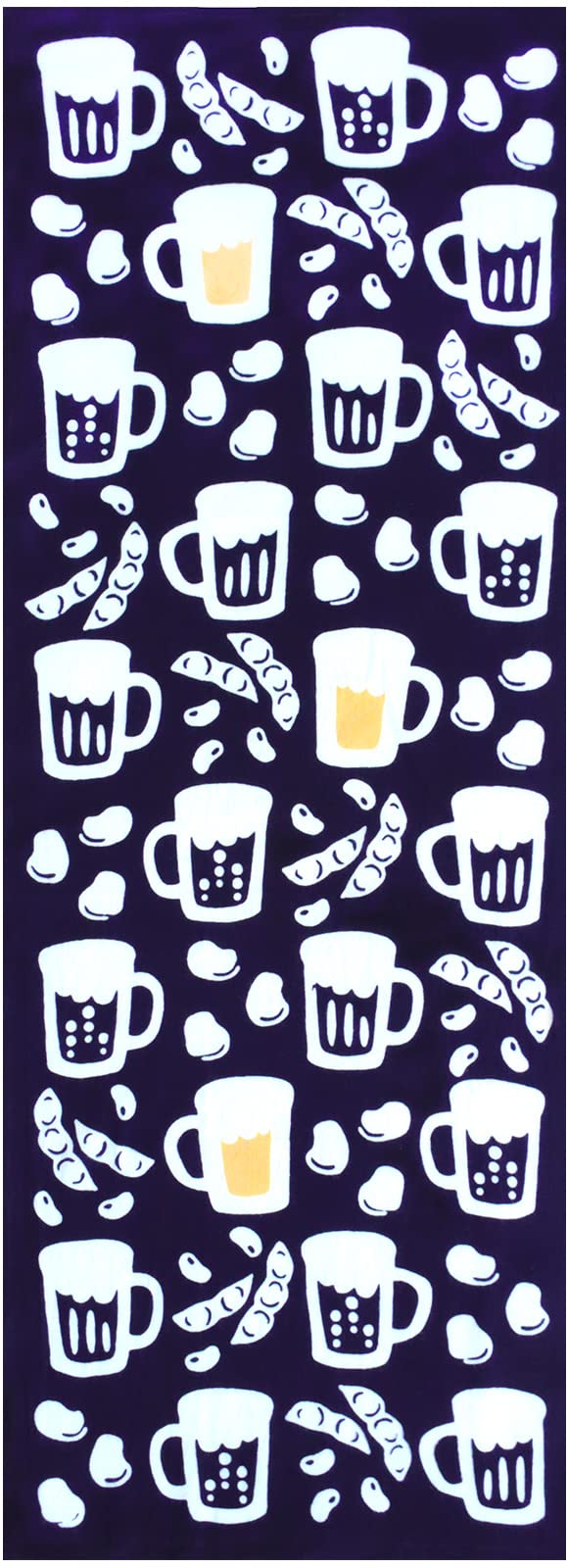 IKS Chin-dyed Tenugui, Made in Japan, 13.4 x 34.6 inches (34 x 88 cm), 100% Cotton, Beer x Beans, Prime Fabric (Uncut Uncut) : Home & Kitchen