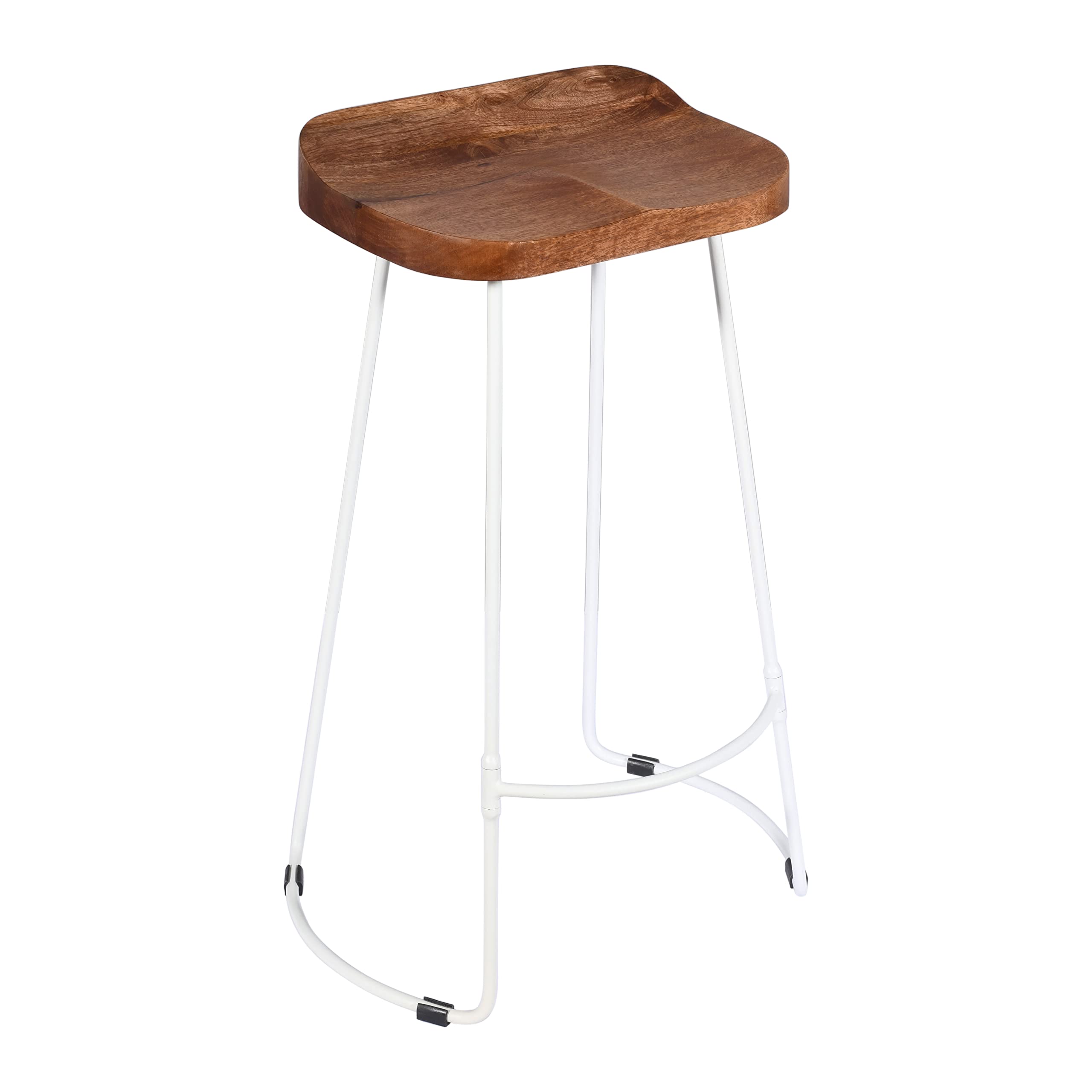 Elm home and garden Dark Wooden Metal Kitchen Breakfast Bar Stool Black Gold Grey White 76cm High 40cm Wide 30cm Deep (White)