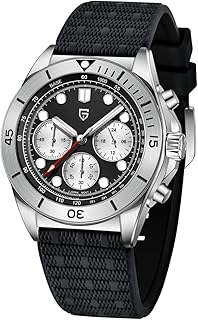 Pagani Design 1705 V2 Men's Chronograph Watches Japan VK63 Movement Stainless Steel 100M Waterproof Fashion Sports Quartz Wrist Watch (Rubber Black)