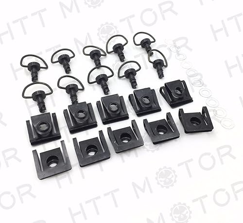HTTMT MT278-BK X5 Dzus 0.591 in Negro Cierre Rápido Pernos de carenado Pernos de Cuarto de Giro + Clips