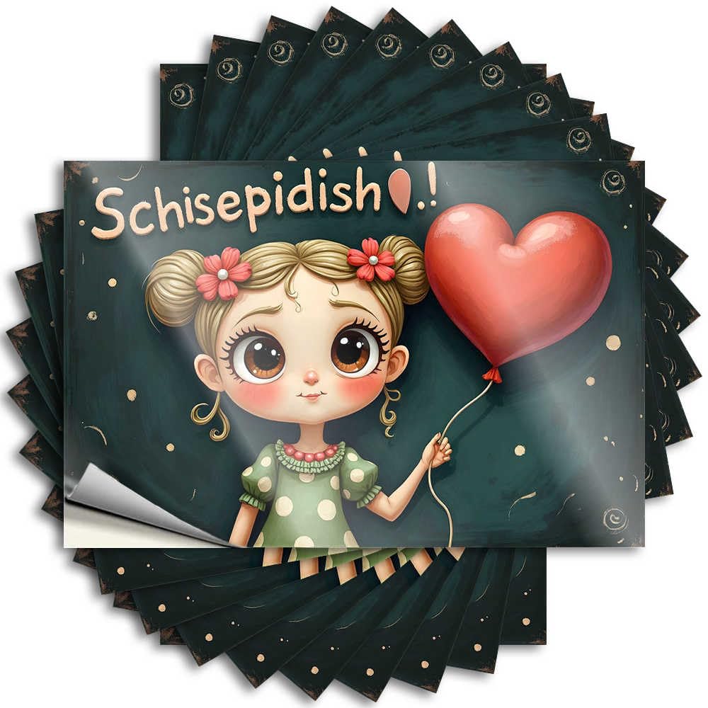 Tattoos Cool Backyard Decor Waterproof - Whimsical Girl with Heart Balloon: Schisepidish! Laptop Self Adhesive Decal for Interesting Use(8X12CM)