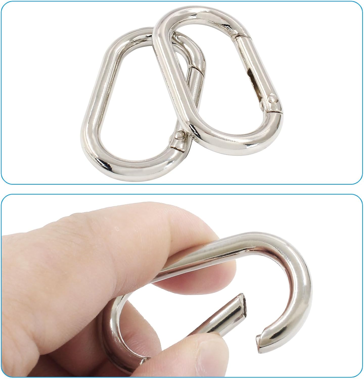 Spring Oval Ring Metal Key Ring, Silver, 34.5x15.5x4.7mm image 4