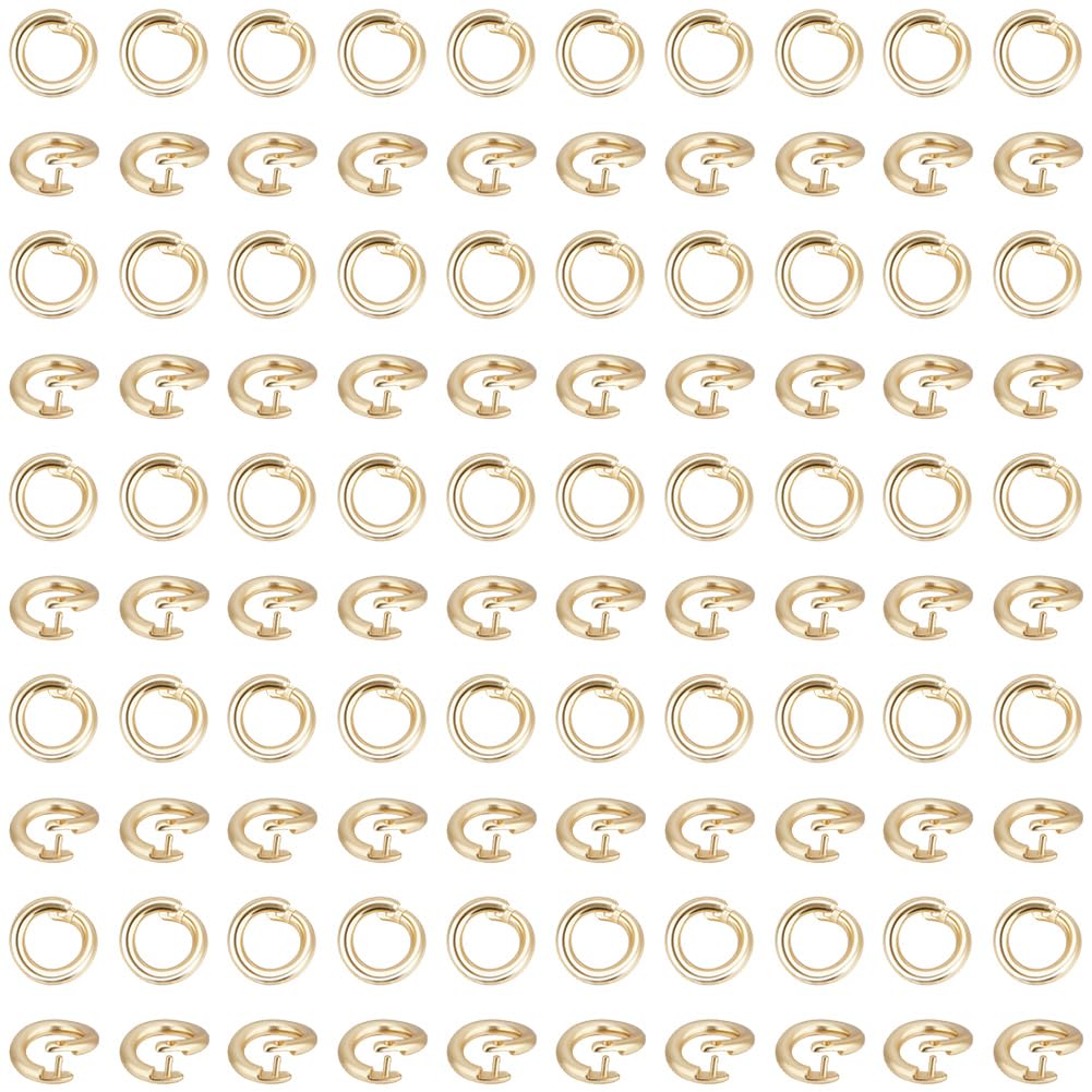 Beebeecraft 100Pcs Locking Jump Rings OD 5.5mm ID 3mm Small 18K Gold Plated Brass Round Jump Ring Twister Snap Clasps Open O Ring Connector for Jewellery Making Necklaces Bracelets Diy Crafts