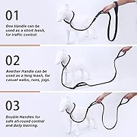 Vista 5 de Correa antideslizante para perro, correa de entrenamiento para perros con doble asa, correa antideslizante de cuero suave y collar, correa de nailon