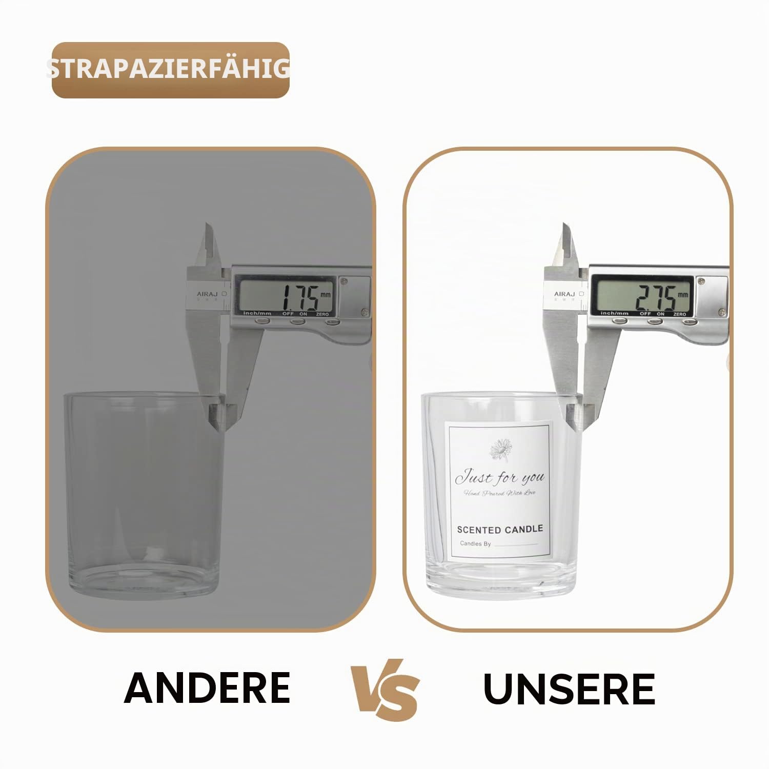 CONNOO 15 Stück 200 ml klare Glas-Kerzengläser mit Bambusdeckeln für Kerzenherstellung