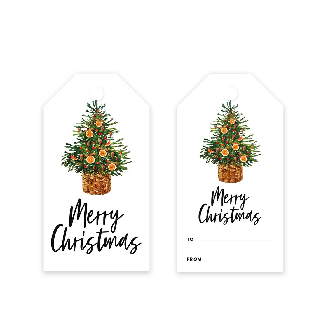 Andaz Press Christmas Holiday Season Classic Gift Tags, Merry Christmas to from Classic Favor Tags, Citrus Christmas Tree Design, for Holiday Events,