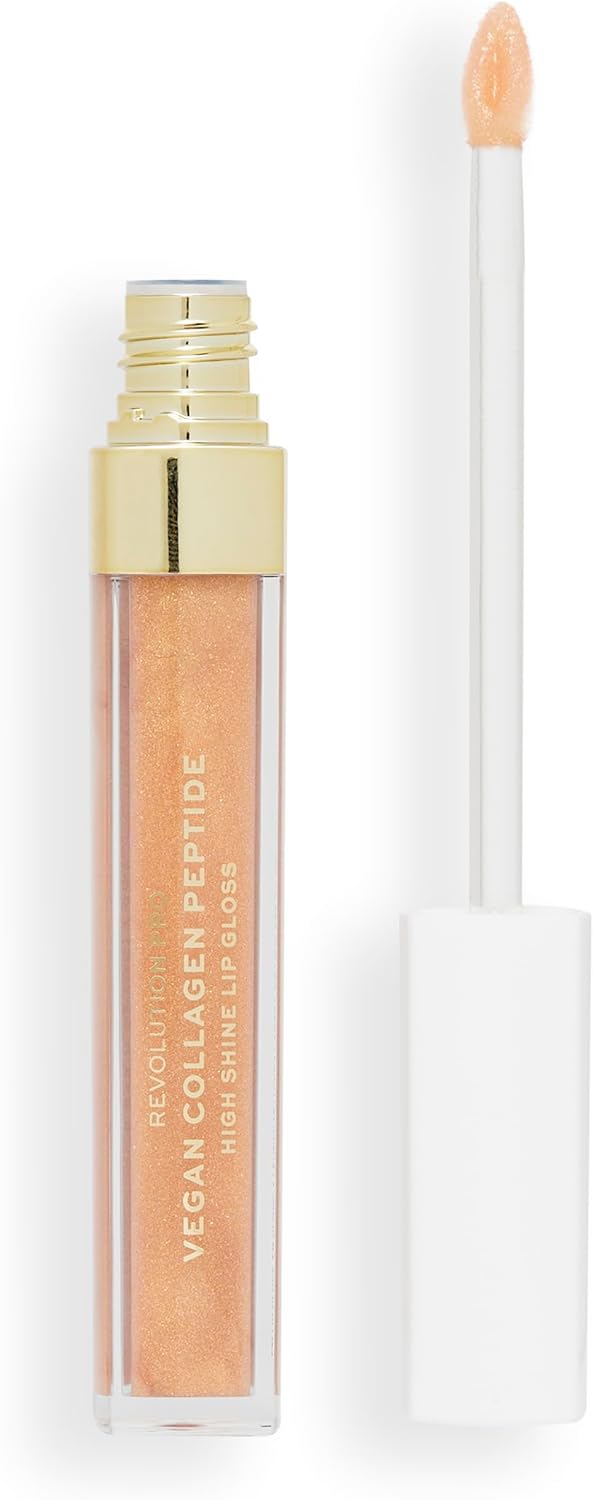 Revolution Pro Vegan Collagen Peptide High Shine Lip Gloss, Nourish, Plump & Hydrate Lips With Hyaluronic Acid & Vitamin E, Chic