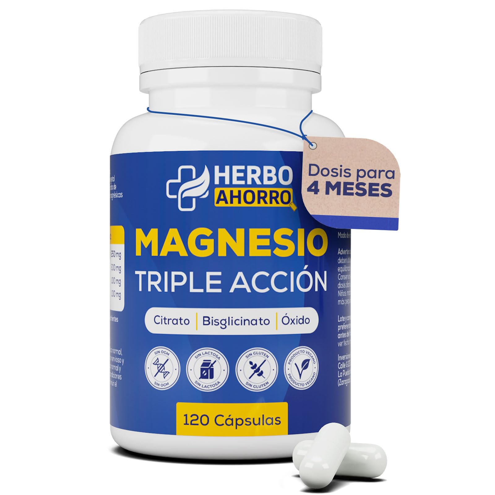 Magnesio Complex Triple: Energía y Alivio en 120 Cápsulas