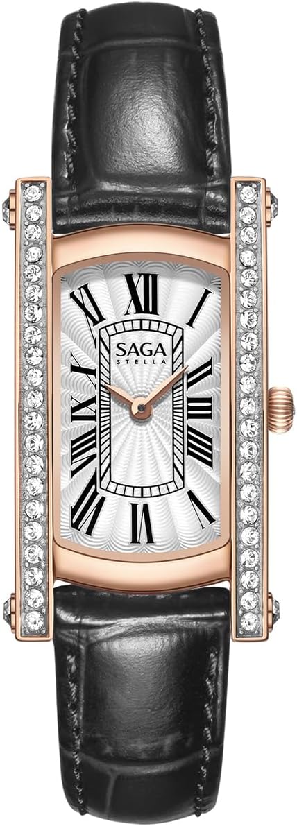 SAGA Classic Square Women's Dress Watch, with Danube Crystals, Japanese Quartz Movement, 30M Waterproof