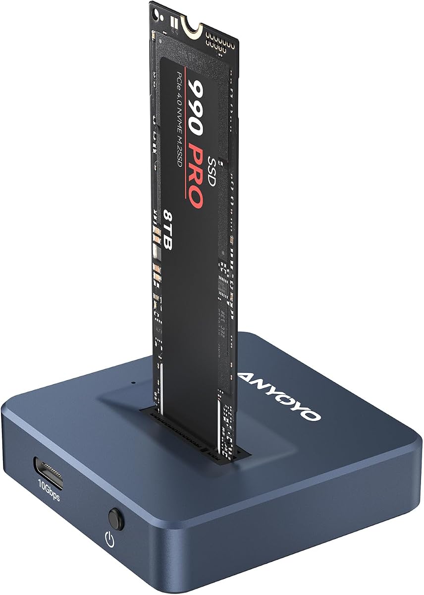M.2 NVMe SSD Reader Adapter, ANYOYO 10Gbps nvme to USB Adapter for M/B&M Key SSD, Tool-Less M.2 to USB Adapter Support M.2 NVMe SSD and (B+M Key) for 2230 2242 2260 2280