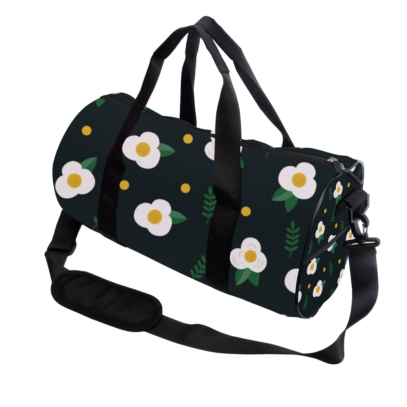 Cheerful Botanical Floral Foldable Foldable Duffle Bag For Travel Oxford Tote Bags Adjustable Shoulder Strap Convertible Carry Backpack