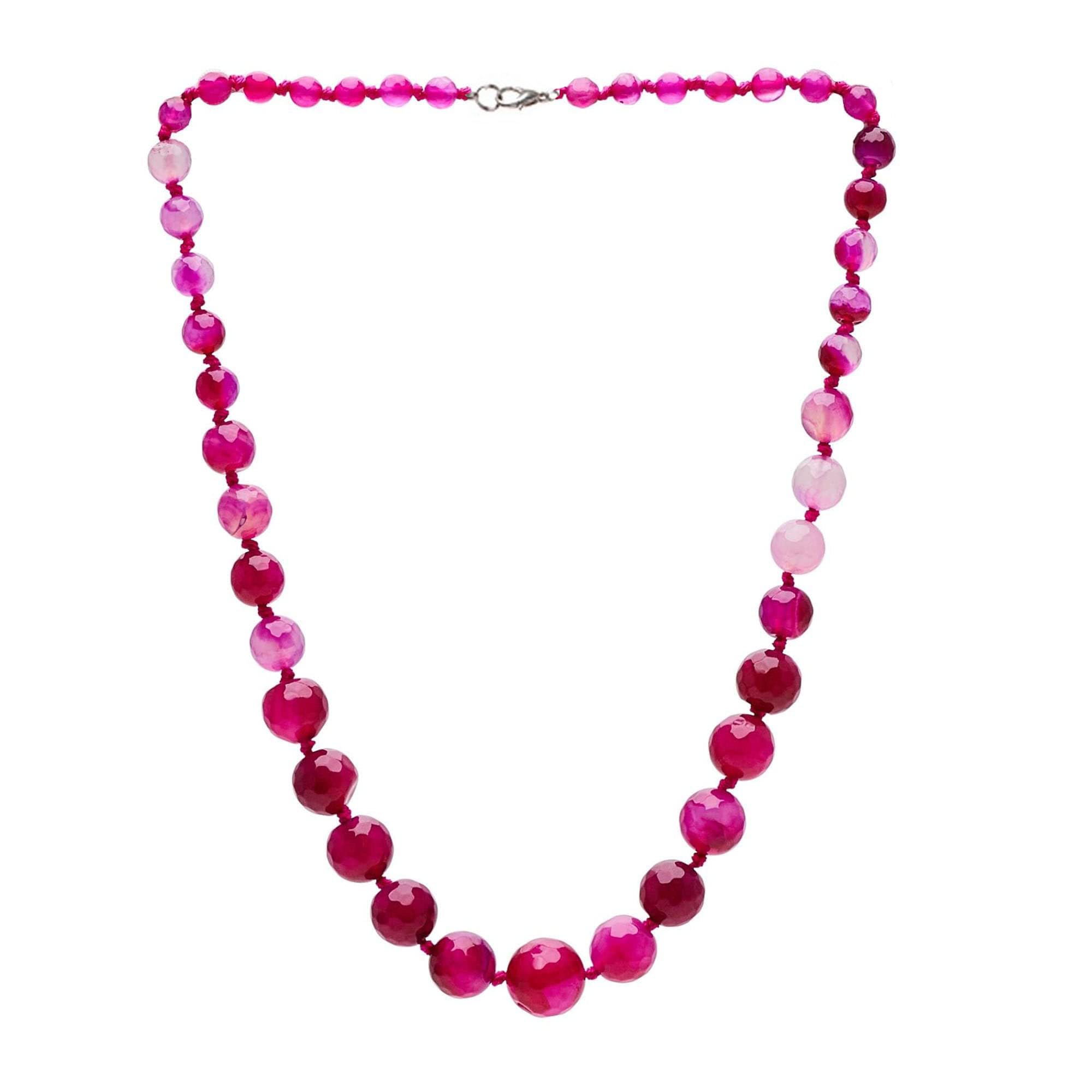 Collar de Piedras Preciosas Naturales para Mujer | Hermoso Collar de Piedras Preciosas de Ágata Facetada de 6-14mm, Hecho a Mano - rosa