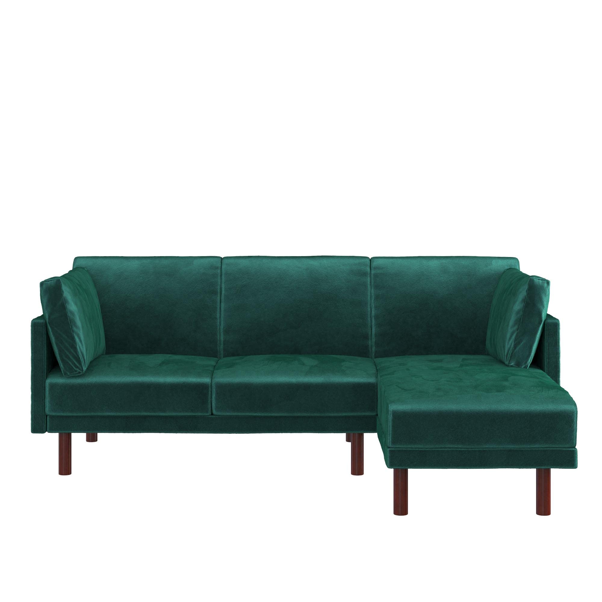 - Dorel Home Clair Sectional Sofa Bed In Velvet Green