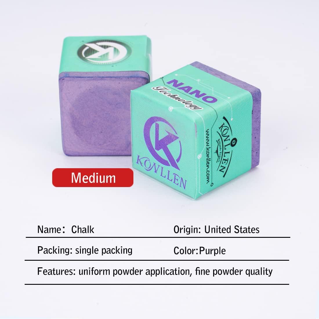 KONLLEN Pool Cue and Leather Engraved Chalk Holder(Chalk Nano Technology Billiard Chalk Outstanding Performance, Reduce Miscue, Durable, Low Deflection and Magnetic Vegetable Tanned Leather Pool Cue)