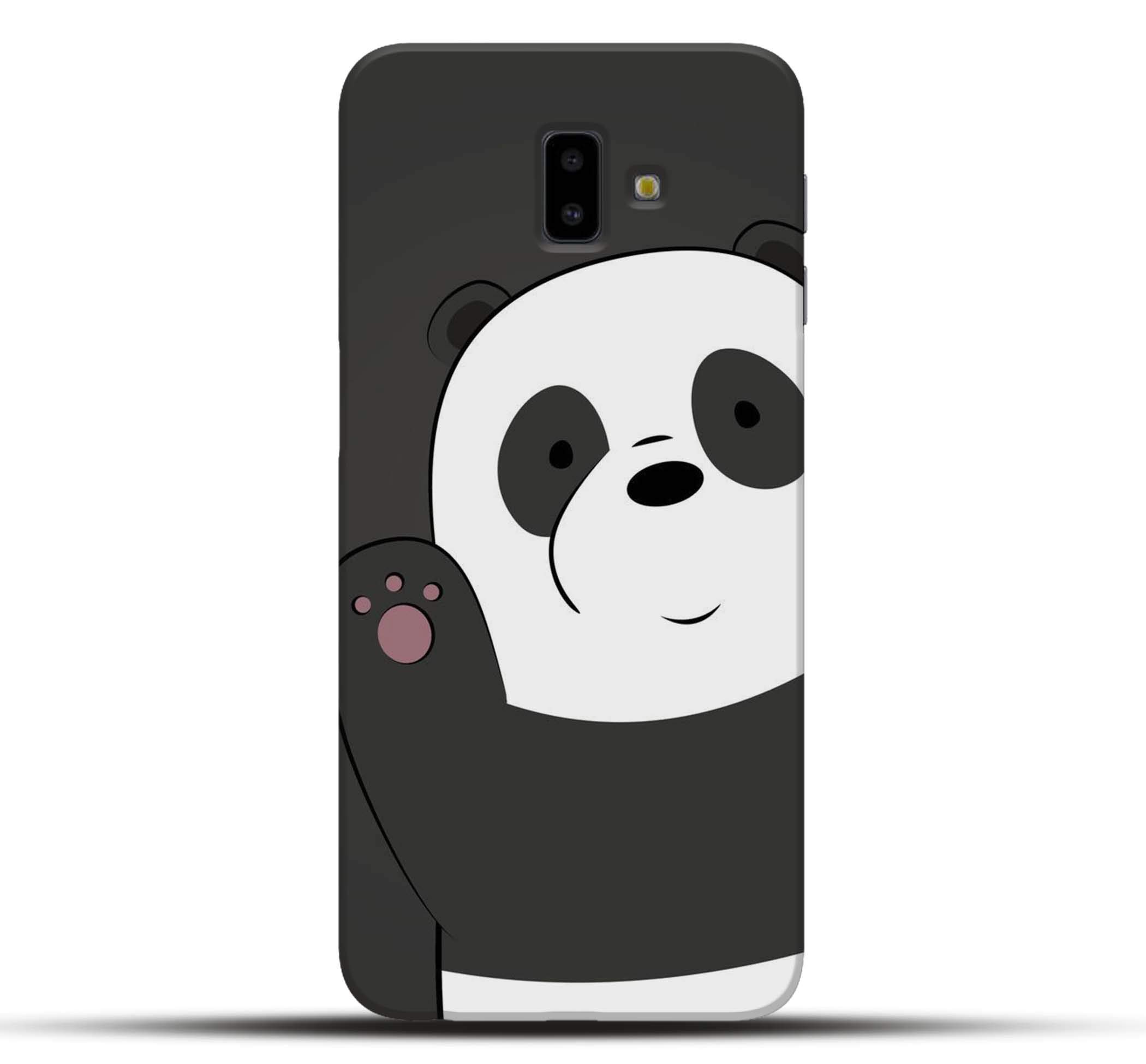 pikkme amazing colorful awesome beautiful cute funky cartoon animal white black panda designer printed hard back mobile plastic case and cover for samsung galaxy j6 plus - Black; White