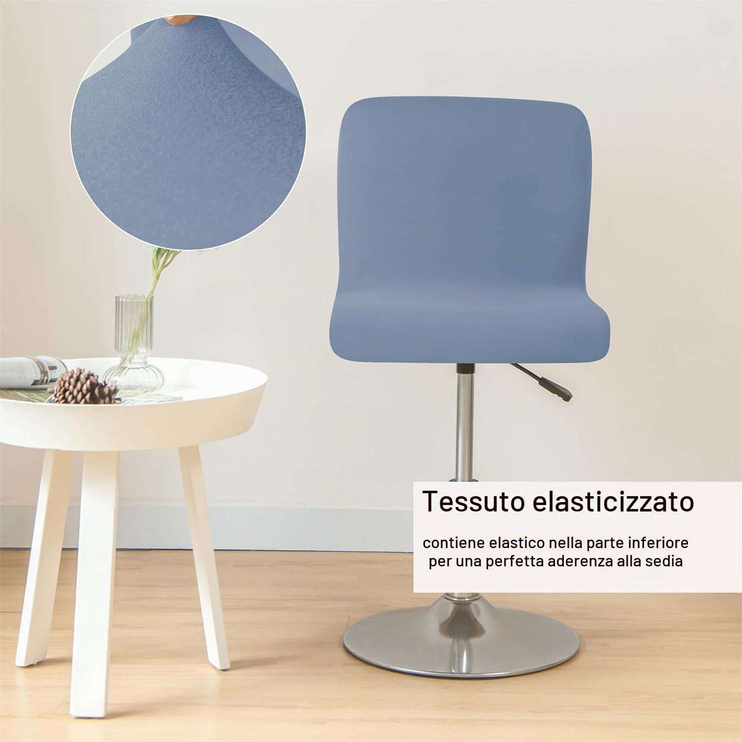 Copri Sgabello Da Bar Con Schienale, Coprisedili Per Sgabelli Da Bar Con Rivestimento, Fodera Per Sgabello Da Bar Rimovibile e Lavabile, Disegno Elastico (nero) (cielo blu)