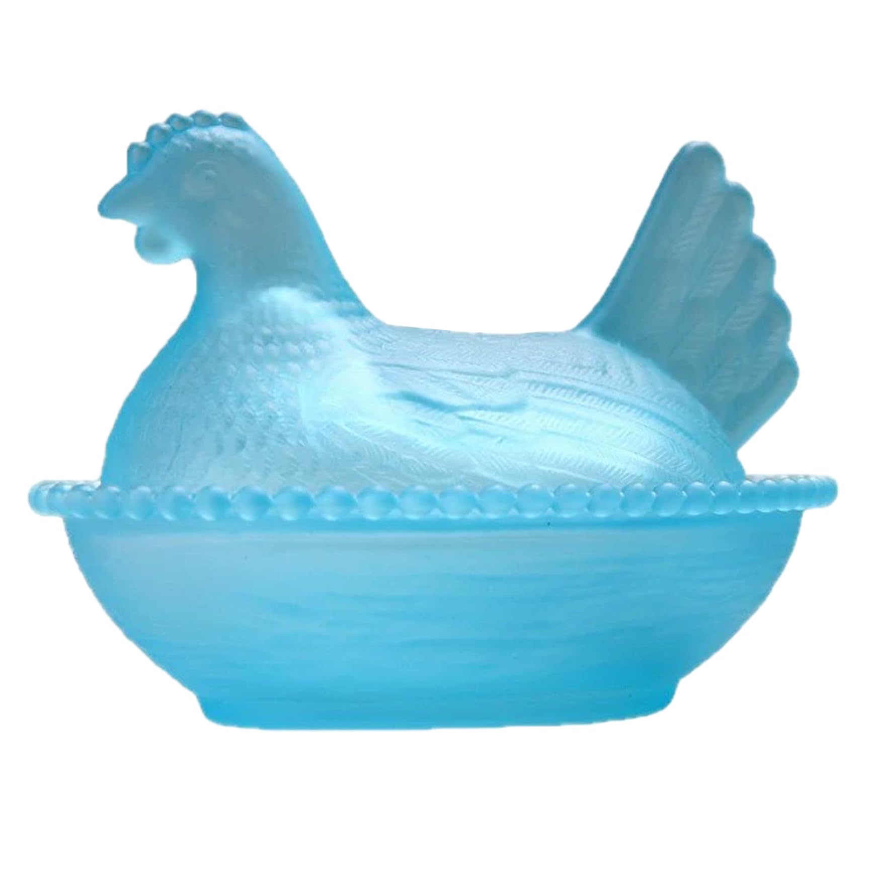 AwnsIMfreien Glass Hen on Nest, Hen on Nest Glass Dish Funny on Dustproof Candy Dish with Lid for Kitchen Living Room Snacks, Dessert, Cookies 4.7x3.2x3.2 inch Blue, on