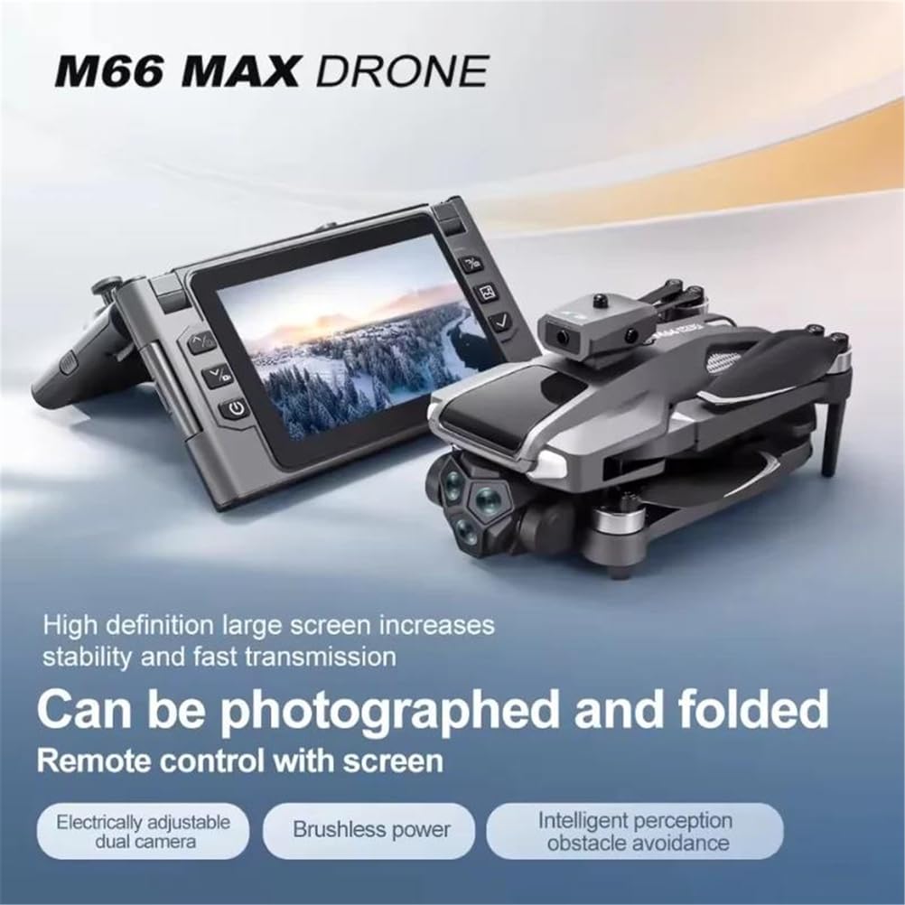 Triple battery,dron m66 max, kontroler ekranu 4,5", podwójna kamera 4k, optyczny przepływ, pozycja, samolot, unikanie przeszkód, bezszczotkowy quadrocopter