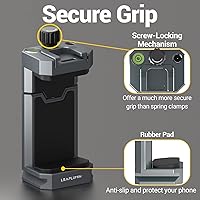 Vista 3 de Soporte de teléfono de aluminio para trípode, soporte de trípode de teléfono ajustable con zapata fría y placa de liberación rápida Arca Swiss