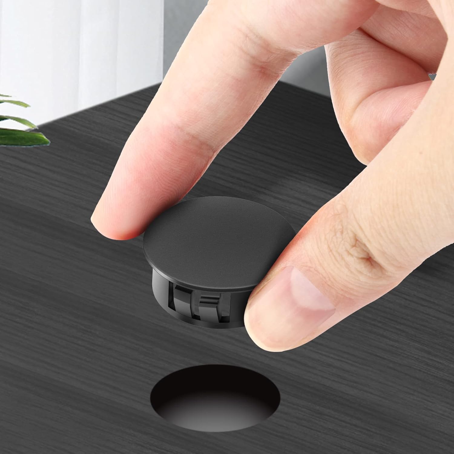 100PCS 3/8" Black Plastic Plugs Hole, Round PA66 Plug Furniture Hole Decorative Cover
