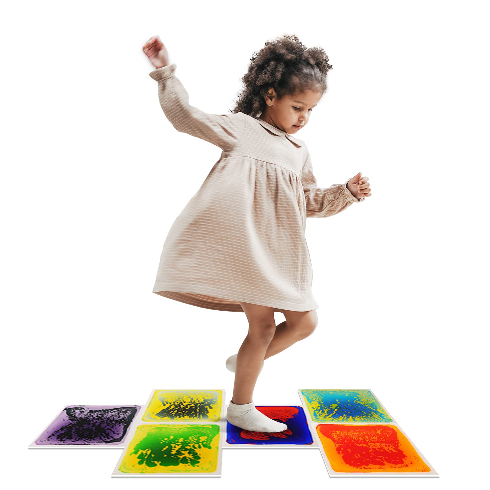 Art3d Liquid Sensory Lot de 6 dalles de sol carrées Multicolore 30 x 30 cm