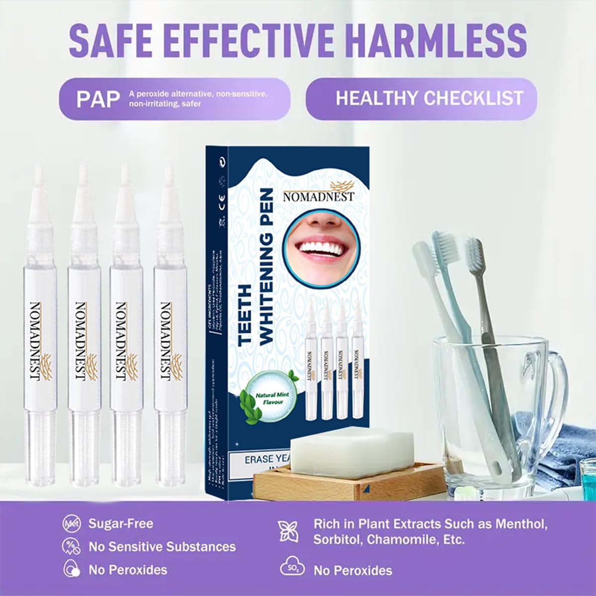 Whitening Pen NomadNest Teeth S (4-Pack) Sensitivity-Free