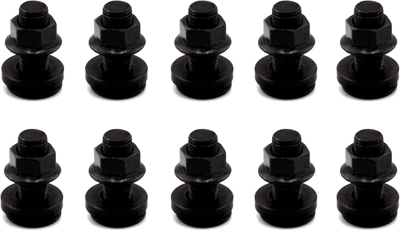Parafuso prisioneiro único para trilho L-Track VanEssential M10 x 1,0, 25 mm, aço-liga preto – Kit com 10 unidades