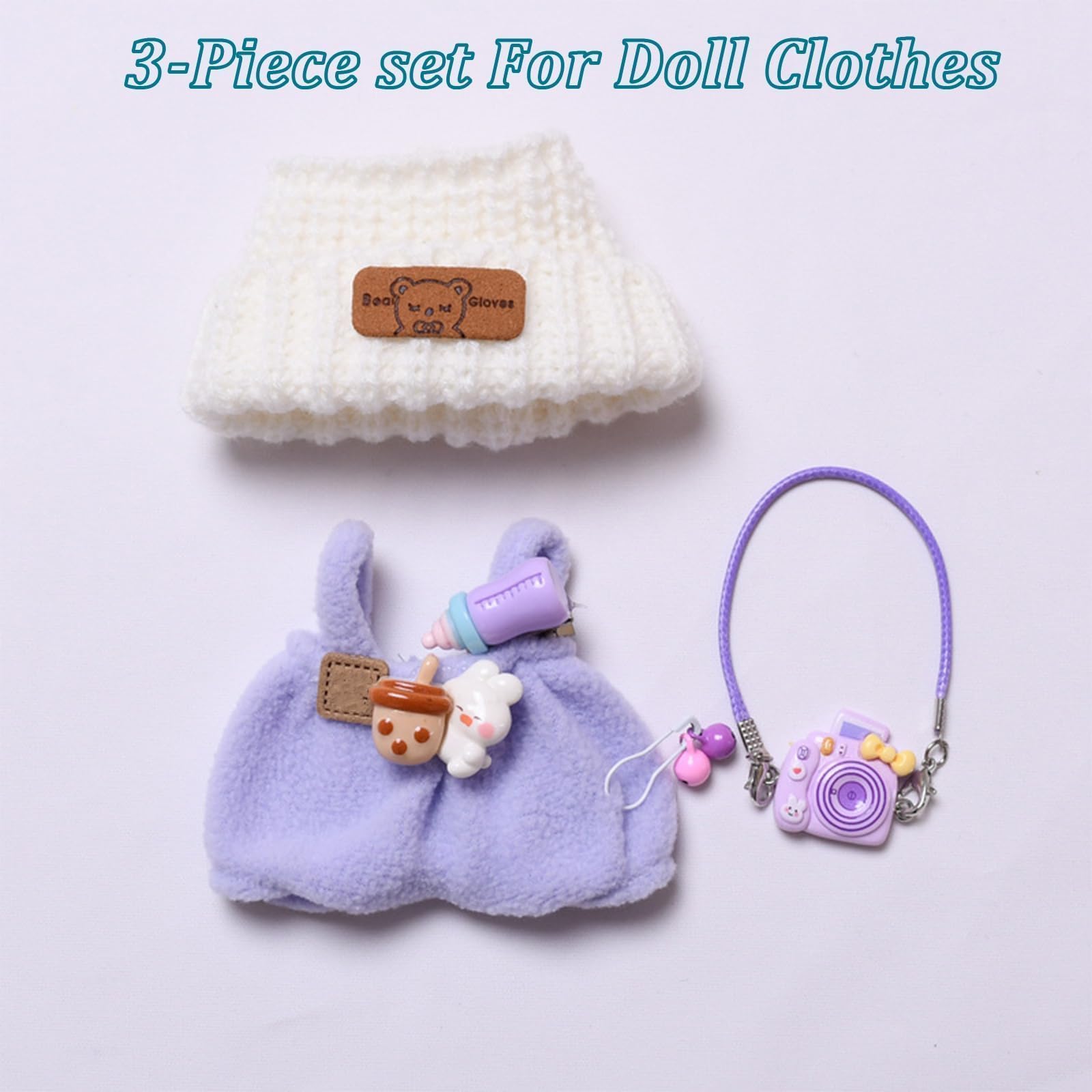 Vestiti di peluche per 17cm bambola, Vestiti per Bambole di Peluche, Costumi per Bambole Stile Adatto per Bambole di 1/2/3 Generazione (Viola)