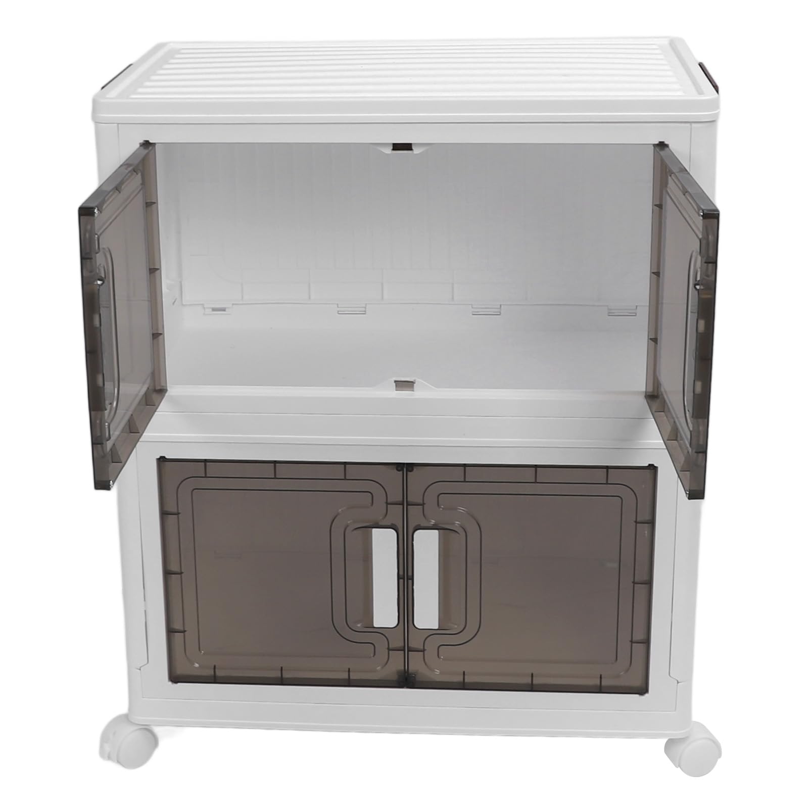 Walfront PP PET Stapelbare Lagerbehälter Closet Organizer Box, Faltbares Design, Ideal für Schlafzimmer, Büros und Speicherbereiche für Lebensmittel. (Mittelgroß 2 Schichten)