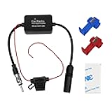 12V Car Antenna Booster 25 db Antenna Signal Reception Amplifier, Amplify Signal & Reduce Noise AM FM for Car Stereo, Audio, Radio, Media, Head Unit Receiver