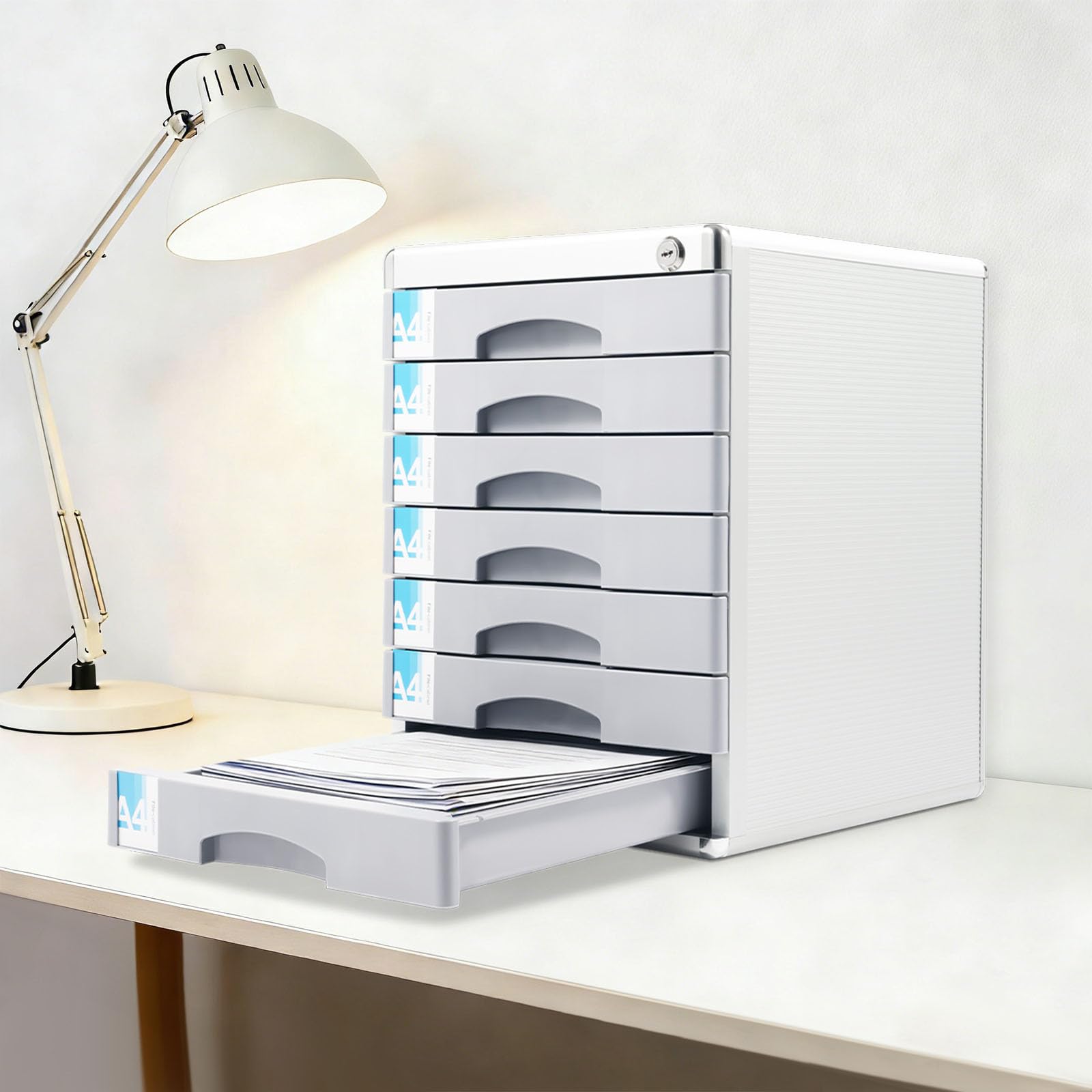 Organizer per cassetti, con 7 cassetti, per ufficio, 30 x 36 x 40,5 cm
