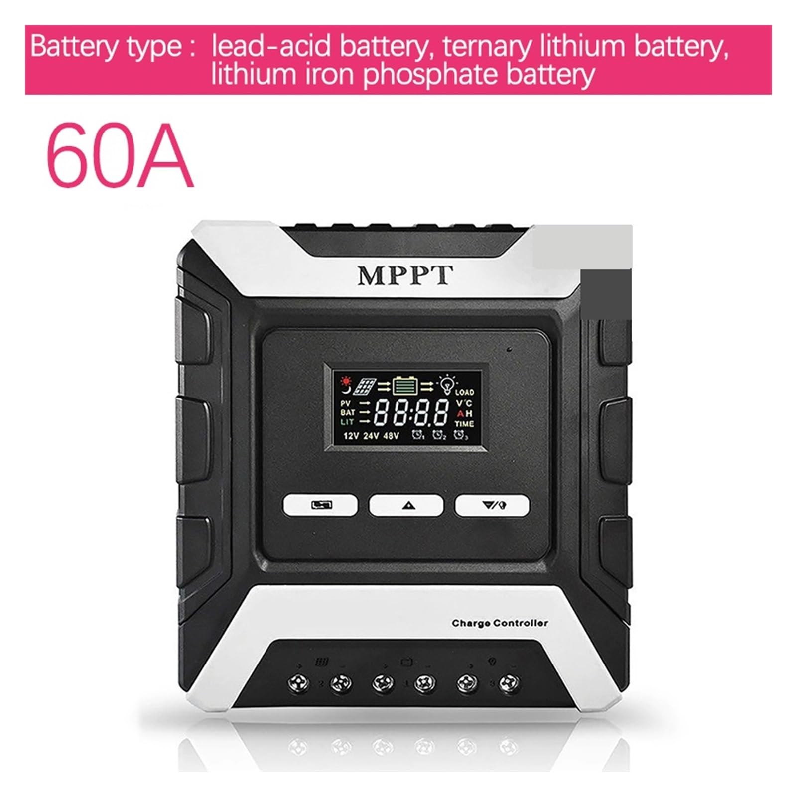 Régulateur Solaire MPPT For Batterie Automatique Au Lithium/plomb-acide/phosphate De Fer 12V/24V/48V, 80/60/50/40/30/20/10A Largement Utilisé(60A)