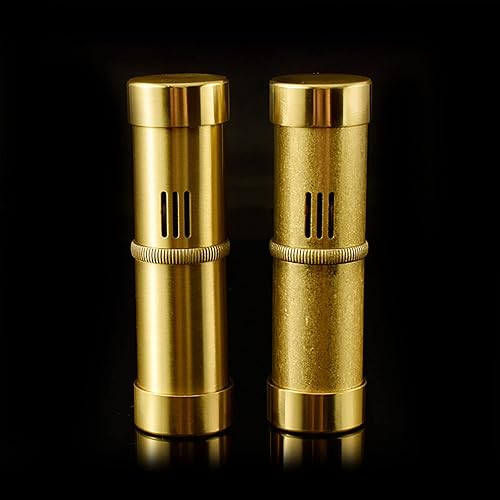 Miniatura 2 de Encendedor de queroseno cilíndrico retro, encendedor de aceite portátil resistente de latón puro (sin combustible)