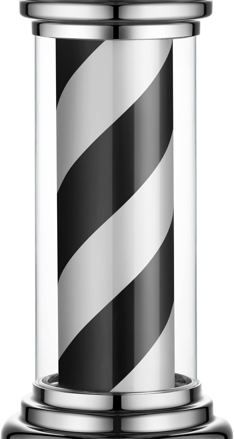 Barber Pole Rotating LED Light Salon Stripe Sign 27'' Outdoor Waterproof for Barber Shop (Black/White)