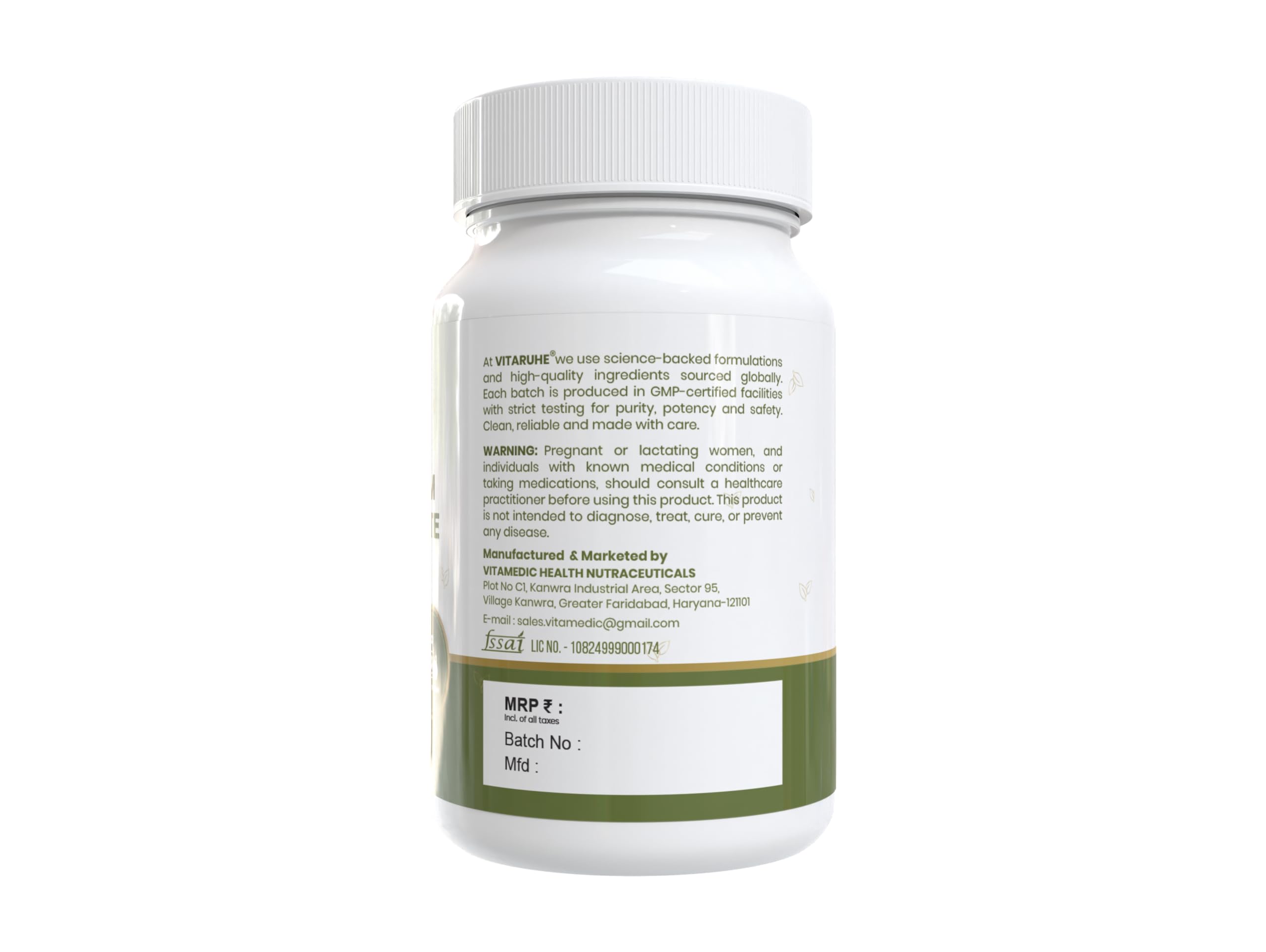 Vitaruhe® Magnesium L-Threonate | Advanced Magnesium for Brain Support, Focus & Memory | High Absorption Formula | 90 Veg Capsules