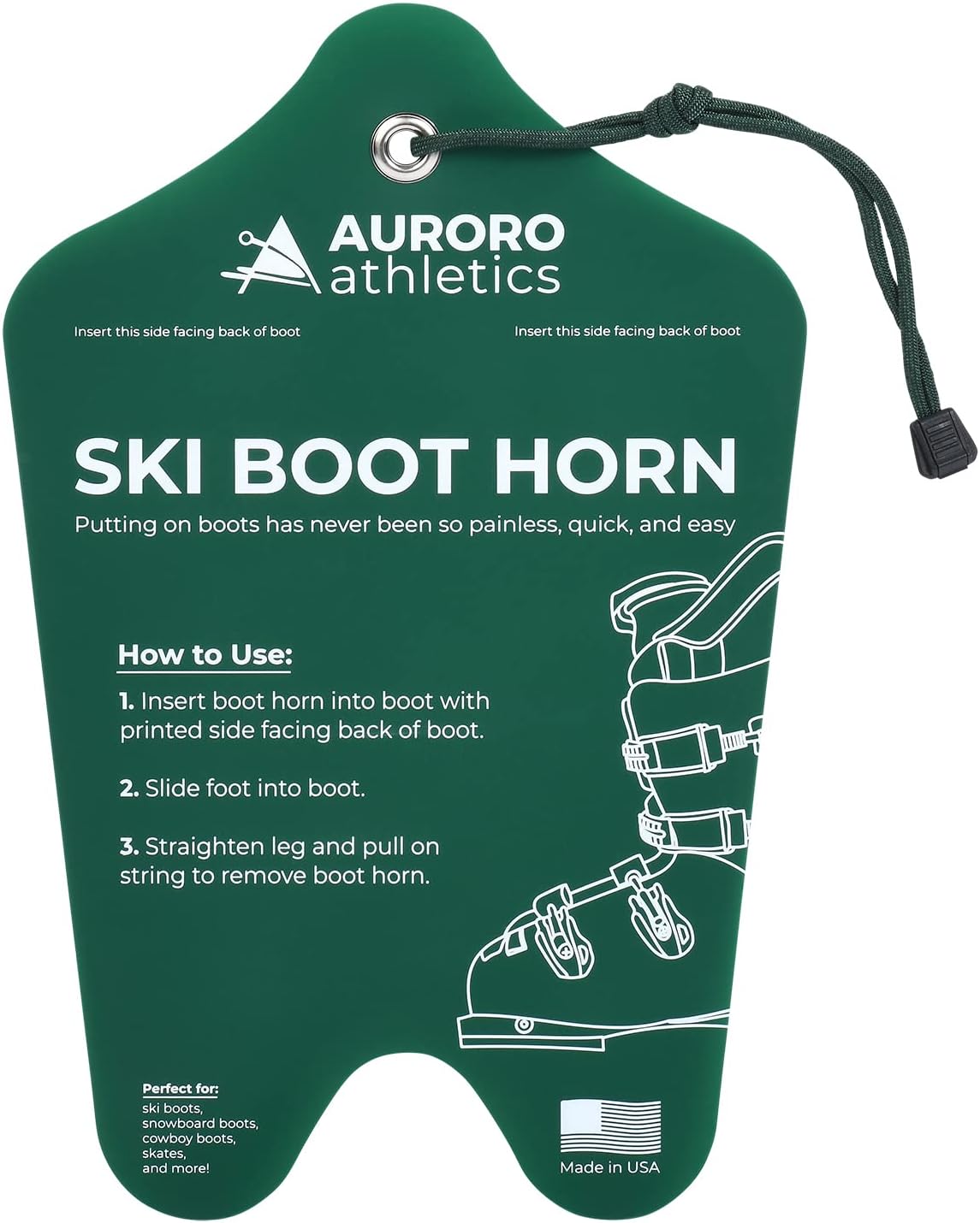 Ski Boot Horn - Tallest Ski Boot Horn, Shoe Horn for Ski and Snowboard Boots, Fits All Ski Boots, Reduces Foot and Ankle Pain, Helps Insert Boot Liners, Great for Skiers of All Ages