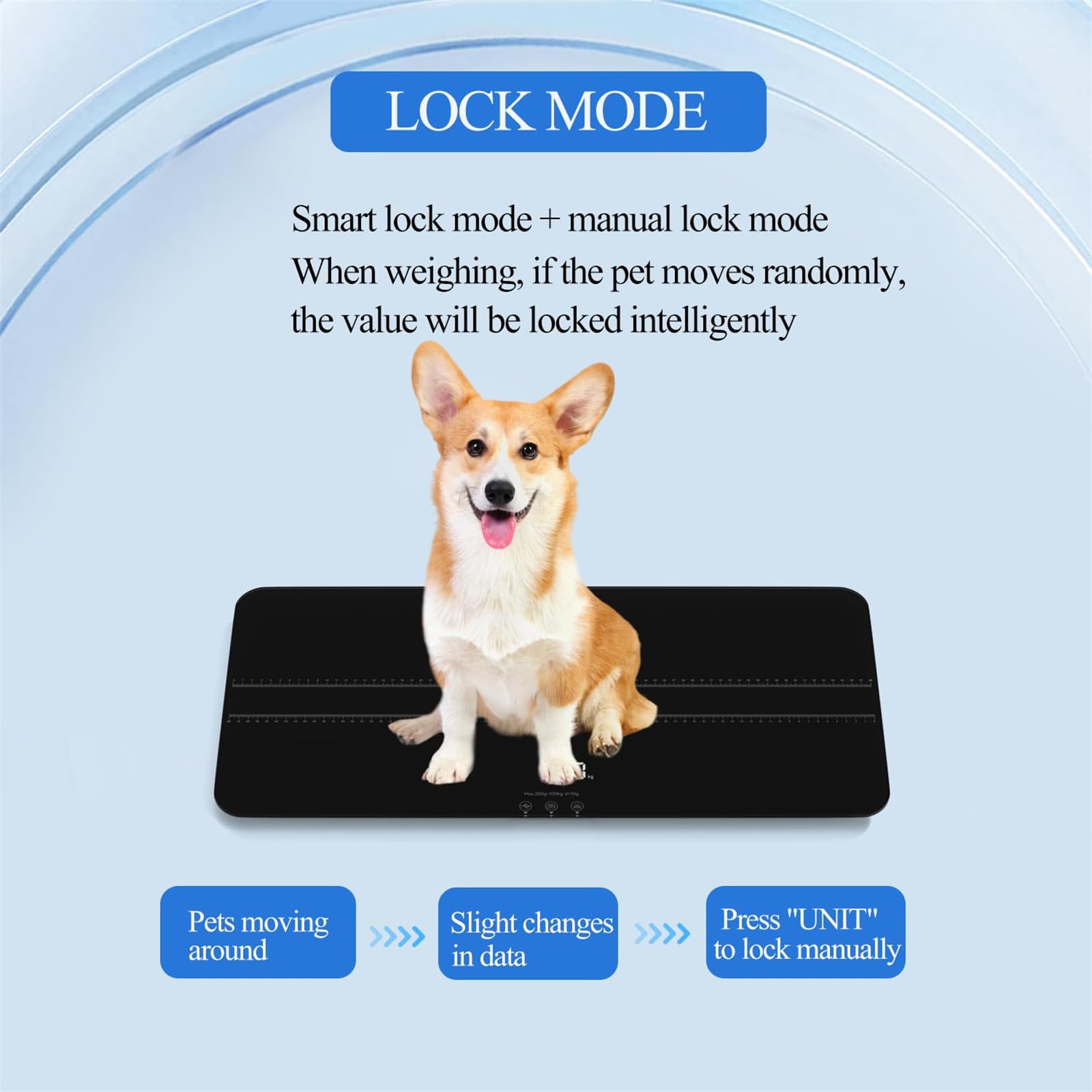 Digitale Haustierwaage Große Hundewaage bis 100kg Präzision 10g, LED-Anzeige, Doppelte Messeinheiten Bodenwaage Tierwaage Wägeeinheit kg/st/lb