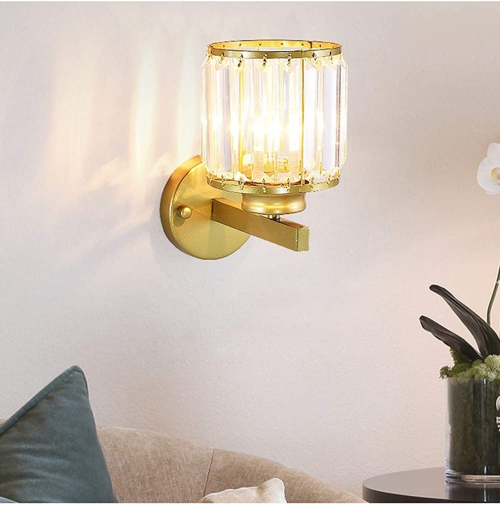 Aplique de pared de cristal y oro moderno con luces creativas de hierro para el dormitorio de hotel 8