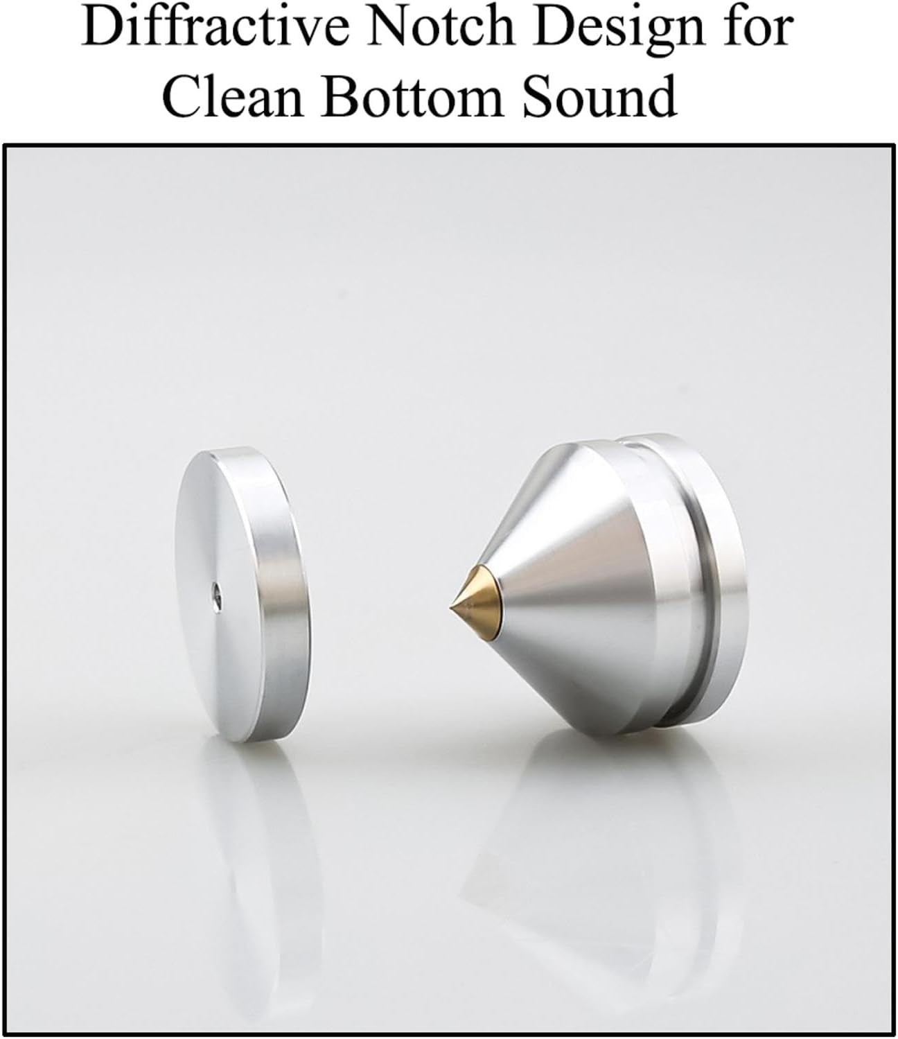 TopHomer Speaker Spikes Floor Protectors 4pcs, Shockproof Speaker Isolation Stand Feet for HiFi Amplifier, Subwoofer, DAC Recorder, Turntable, Cone Base Pad with Adhesive, Gold
