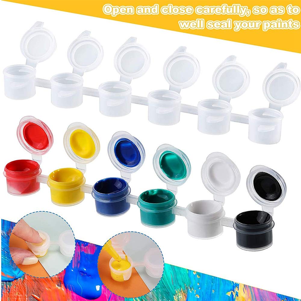 JEUIHAU 50 Strisce Di Vasetti Per Vernice Vuoti In Plastica Trasparente – 3 Ml Cad., Con Coperchi, Per Acrilico E Glitter, 300 Pezzi Totali