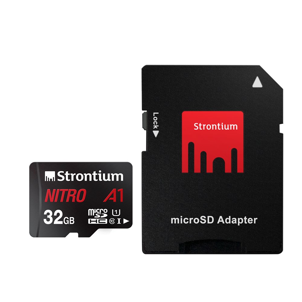 Strontium Nitro A1 32GB Micro SDHC Memory Card 100MB/s A1 UHS-I U1 Class 10 with High Speed Adapter for Smartphones Tablets Drones Action Cams