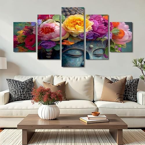 cyongshan Buddha Wall Art Modern Decor 5 Panel Canvas Artwor