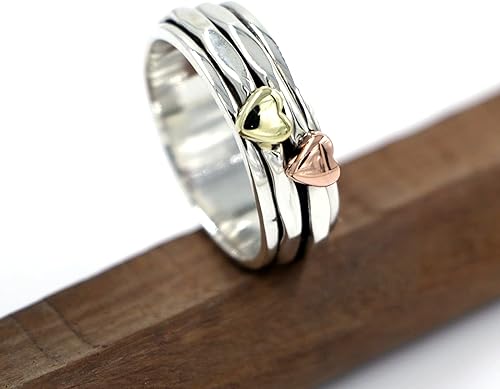 Miniatura 2 de Anillo giratorio de corazón de plata de ley 925 para mujer, anillo de plata 925, anillo de meditación de corazón, anillos para el pulgar, anillos