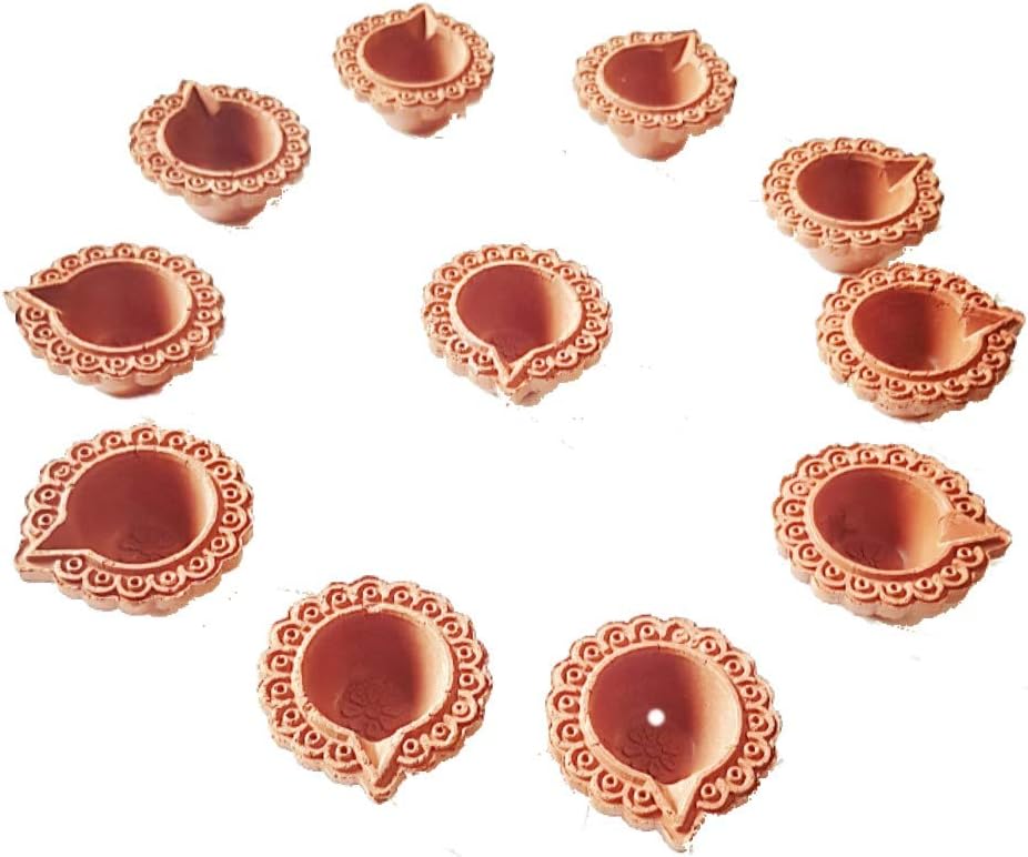 Diyas | Diwali diyas | Diwali |11 EARTHEN Clay Diya with Cotton BATTI Wicks|Indian Traditional Handcrafted Mini oillamps |Diwali Lights | Terracotta diyas | Diwali Gifts