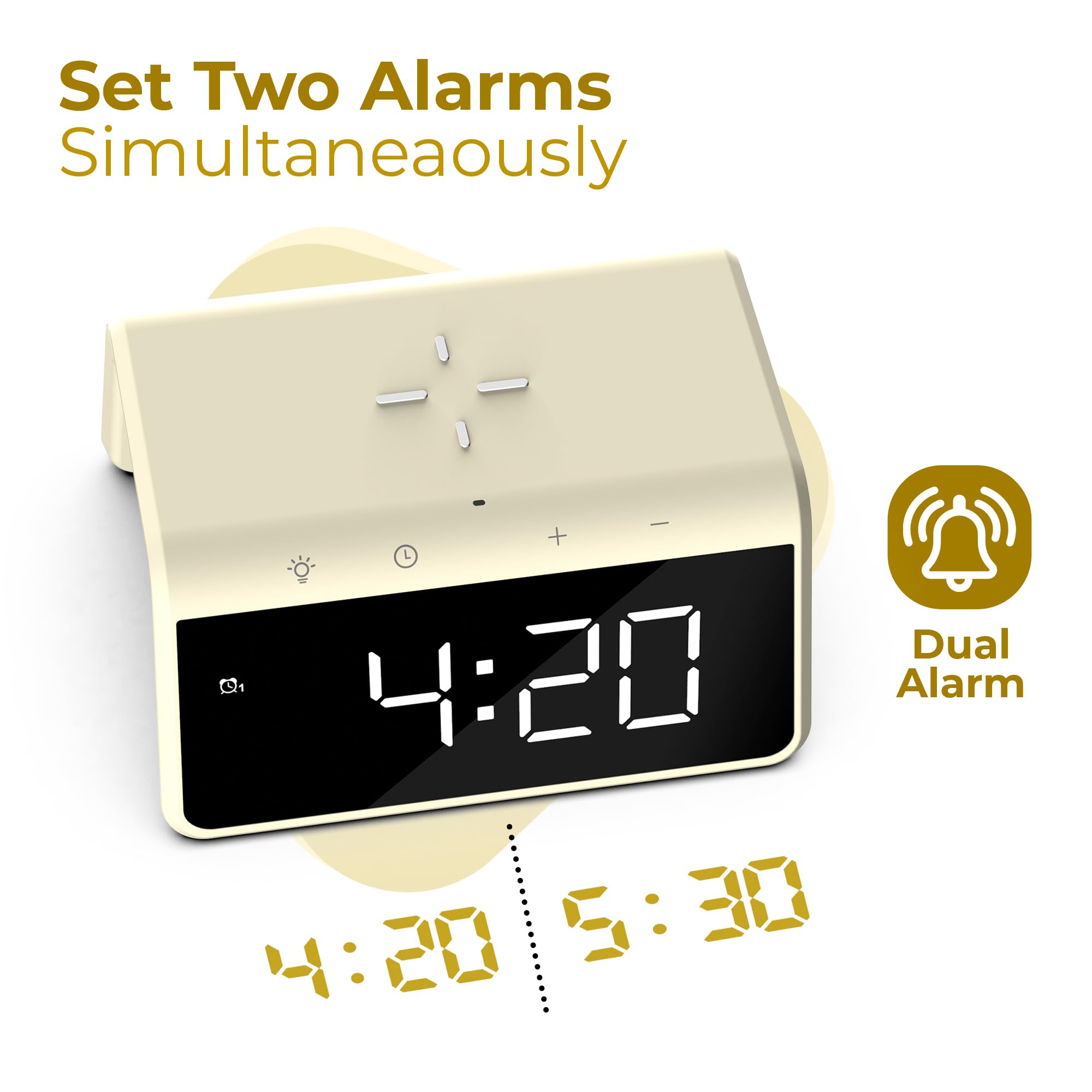 Caliber Wekker Met Draadloos Opladen & Wake Up Light - Digitale LED Wekker Zwart