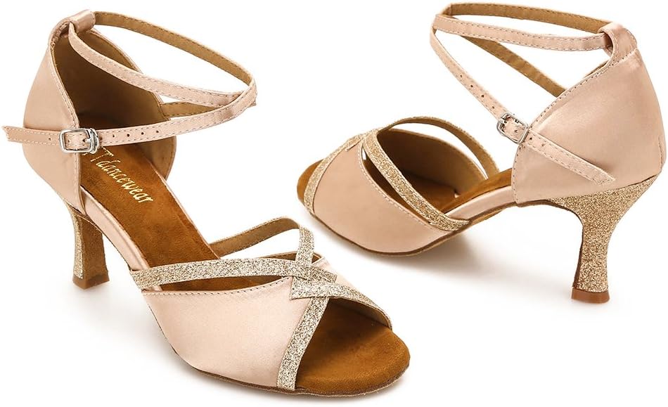 TTdancewear Women Ballroom Dance Shoes Latin Salsa Bachata Performance Sparkly Dance Dancing Shoes - Image 3