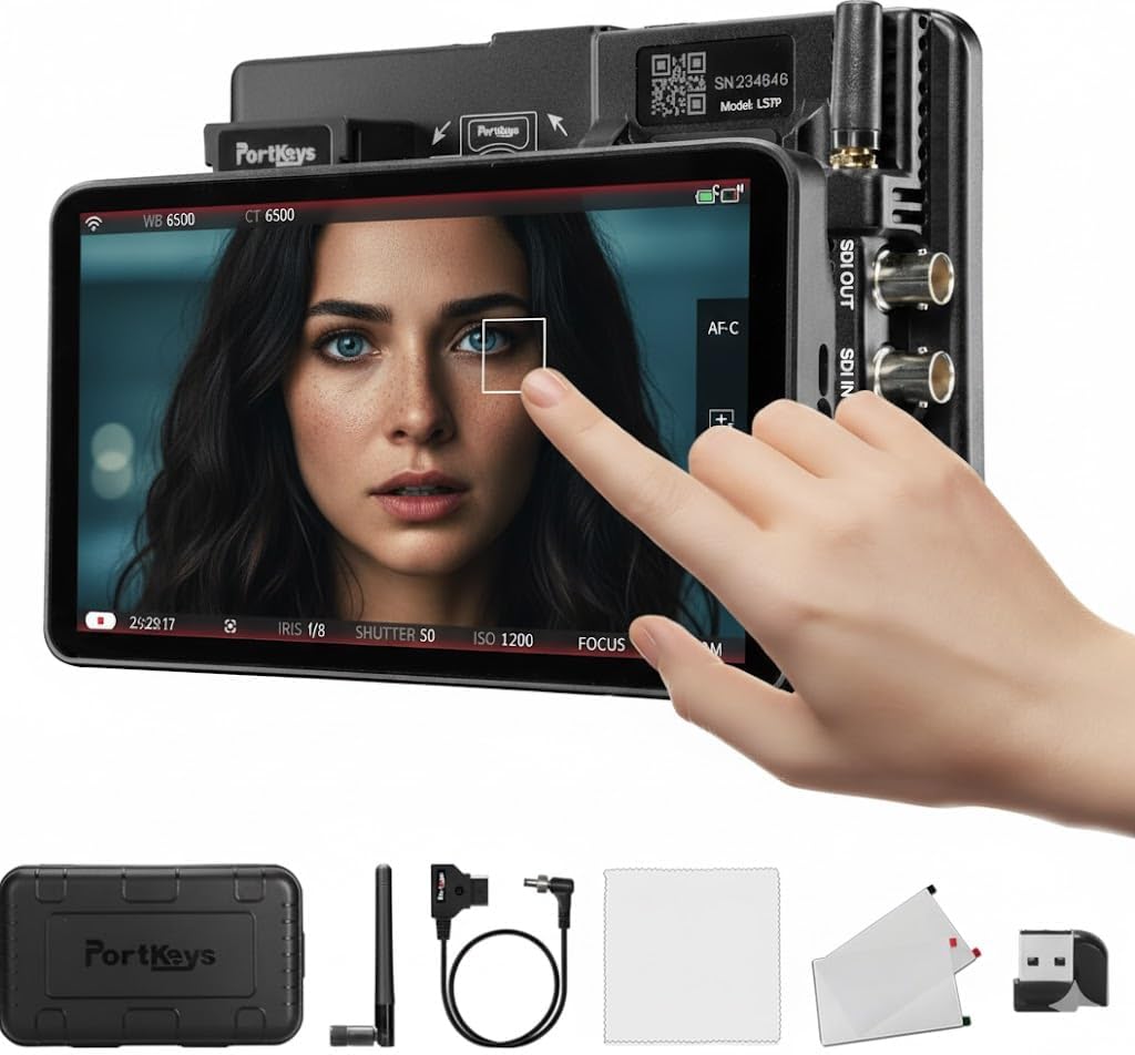 Portkeys LS7P 7" 1000nit Touchscreen Camera Field Monitor, Wireless Camera Control for RED/Sony/Canon, 4K HDMI in/Out, Dual LUT, Log Stop, External DSLR Field Monitor for Video Recording